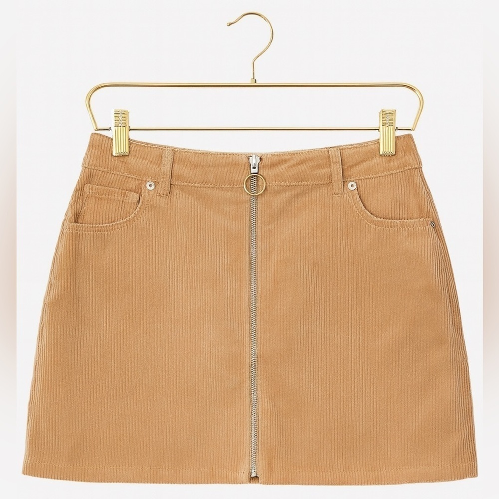 Love Tree Junior’s Medium Brown Corduroy Zip Front Mini Skirt